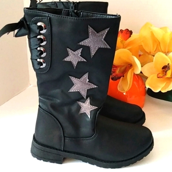 JESSICA CARLYLE GIRLS AMALI BLACK MOTO BOOTS SIZE 1 NWOT - Picture 14 of 16